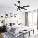 Vaczon 52 Inch 60 Inch Industrial Downrod Ceiling Fan with Light and APP & Remote Control