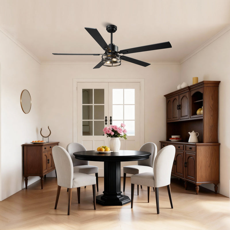 Vaczon 52 Inch 60 Inch Industrial Downrod Ceiling Fan with Light and APP & Remote Control