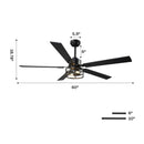 Vaczon 52 Inch 60 Inch Industrial Downrod Ceiling Fan with Light and APP & Remote Control
