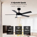Vaczon 48" 5 Blades Industrial DC Motor Ceiling Fan with LED Lighting and Remote Control