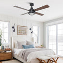 Vaczon 52 Inch 4 Blades DC Motor Modern Downrod Ceiling Fan with LED Light and Remote Control