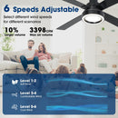 Vaczon 52 Inch 4 Blades DC Motor Modern Downrod Ceiling Fan with LED Light and Remote Control