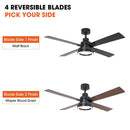 Vaczon 52 Inch 4 Blades DC Motor Modern Downrod Ceiling Fan with LED Light and Remote Control