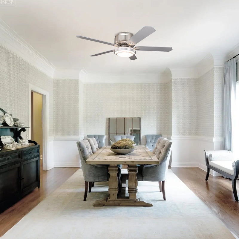 Vaczon 52 Inch Double-sided Blades Flush Mount LED Ceiling Fan with APP and Remote Control