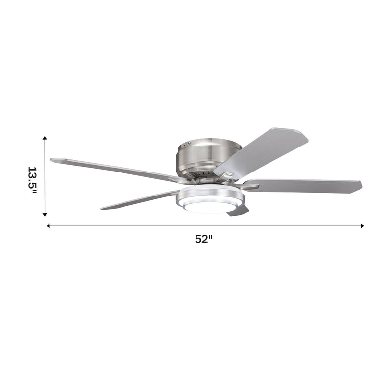 Vaczon 52 Inch Double-sided Blades Flush Mount LED Ceiling Fan with APP and Remote Control