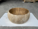 Valencia Travertine Vessel Bathroom Sink Honed Inside and Sand-Blasted Outside (D)16" (H)6"