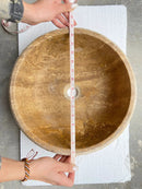 Valencia Travertine Vessel Bathroom Sink 16 Inch Round Honed Sand Blasted