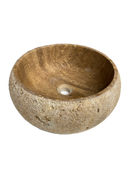 Valencia Travertine Vessel Bathroom Sink 16 Inch Round Honed Sand Blasted