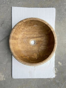 Valencia Travertine Vessel Bathroom Sink 16 Inch Round Honed Sand Blasted