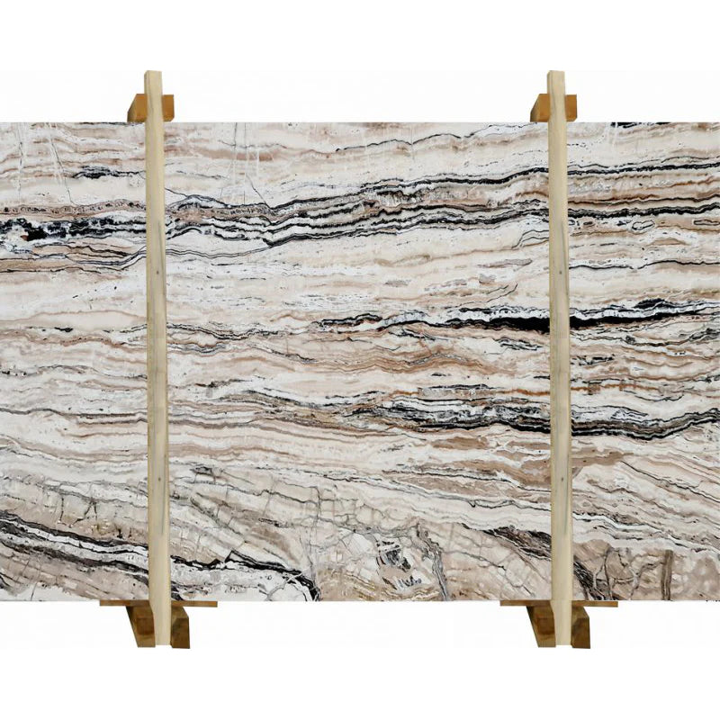 Valencia Traonyx Bookmatching Filled and Polished Travertine Slab