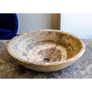 Valencia Travertine Oval Vessel Sink Beige Brown 16 Inches Above Counter