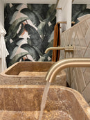 Valencia Travertine Rectangular Vessel Sink Honed Inside and Sand-Blasted Outside (W)16" (L)20" (H)6"