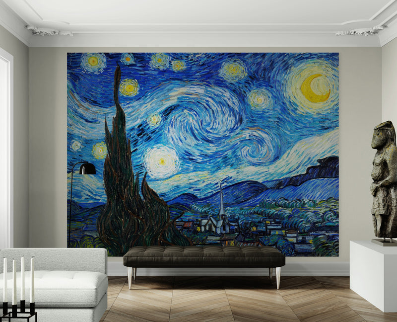 Vincent Van Gogh's The Starry Night Painting Wallpaper Mural.