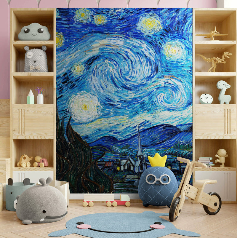 Vincent Van Gogh's The Starry Night Painting Wallpaper Mural.