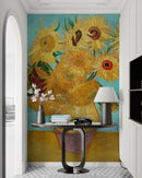 Van Gogh Sunflower Painting Wallpaper Mural.