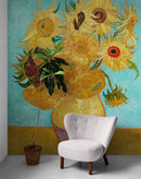 Van Gogh Sunflower Painting Wallpaper Mural.