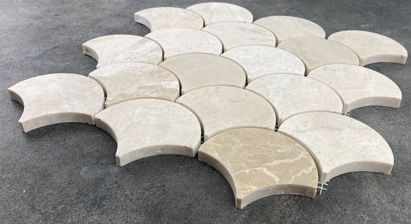 Vanilla Beige Marble Laguna on 12" x 12" Mesh Mosaic Tile