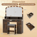 Vanity Desk Makeup Table with Stool 3-Color Lights and Charging Station by LJGDeals