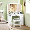 Vanity Desk Makeup Table with Stool 3-Color Lights and Charging Station by LJGDeals