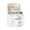 Vanity Desk Makeup Table with Stool 3-Color Lights and Charging Station by LJGDeals