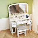 Vanity Desk Makeup Table with Stool 3-Color Lights and Charging Station by LJGDeals
