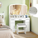 Vanity Desk Makeup Table with Stool 3-Color Lights and Charging Station by LJGDeals