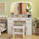 Vanity Desk Makeup Table with Stool 3-Color Lights and Charging Station by LJGDeals