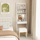 Vanity Desk Set with Flip Top Mirror Hidden Storage Compartments and Cushioned Stool-White by LJGDeals