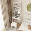 Vanity Desk Set with Flip Top Mirror Hidden Storage Compartments and Cushioned Stool-White by LJGDeals