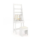Vanity Desk Set with Flip Top Mirror Hidden Storage Compartments and Cushioned Stool-White by LJGDeals