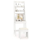 Vanity Desk Set with Flip Top Mirror Hidden Storage Compartments and Cushioned Stool-White by LJGDeals