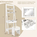 Vanity Desk Set with Flip Top Mirror Hidden Storage Compartments and Cushioned Stool-White by LJGDeals