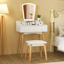 Vanity Desk Set with 3-Color Adjustable LED Lighted Mirror and Drawers-White by LJGDeals