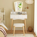 Vanity Desk Set with 3-Color Adjustable LED Lighted Mirror and Drawers-White by LJGDeals