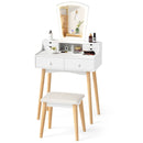Vanity Desk Set with 3-Color Adjustable LED Lighted Mirror and Drawers-White by LJGDeals