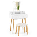 Vanity Desk Set with 3-Color Adjustable LED Lighted Mirror and Drawers-White by LJGDeals