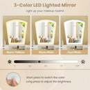 Vanity Desk Set with 3-Color Adjustable LED Lighted Mirror and Drawers-White by LJGDeals