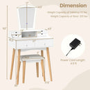 Vanity Desk Set with 3-Color Adjustable LED Lighted Mirror and Drawers-White by LJGDeals