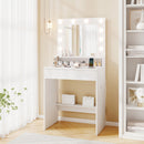Vanity Desk with Adjustable Brightness and 3 Light Modes for Bedroom-White by DirectDeals