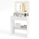 Vanity Desk with Adjustable Brightness and 3 Light Modes for Bedroom-White by LJGDeals