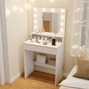 Vanity Desk with Adjustable Brightness and 3 Light Modes for Bedroom-White by DirectDeals