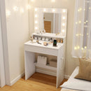 Vanity Desk with Adjustable Brightness and 3 Light Modes for Bedroom-White by LJGDeals