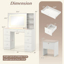 Vanity Desk with Mirror and Lights Makeup Dressing Table Vanity Table and Stool Set-White by LJGDeals