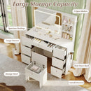 Vanity Desk with Mirror and Lights Makeup Dressing Table Vanity Table and Stool Set-White by LJGDeals