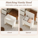 Vanity Desk with Mirror and Lights Makeup Dressing Table Vanity Table and Stool Set-White