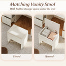 Vanity Desk with Mirror and Lights Makeup Dressing Table Vanity Table and Stool Set-White by LJGDeals