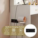 Vanity Desk with Mirror and Lights Makeup Dressing Table with Power Outlets-White by LJGDeals