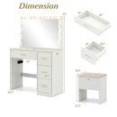 Vanity Desk with Mirror and Lights Makeup Dressing Table with Power Outlets-White by LJGDeals
