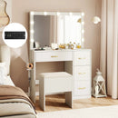 Vanity Desk with Mirror and Lights Makeup Dressing Table with Power Outlets-White by LJGDeals