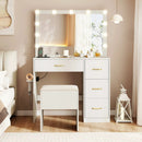 Vanity Desk with Mirror and Lights Makeup Dressing Table with Power Outlets-White by LJGDeals